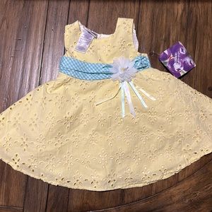 Blueberries Boulevard Yellow Spring Girls dress 3-6 months